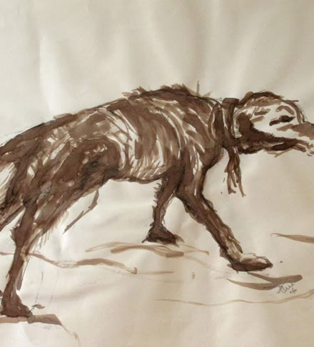 met biester geschilderd