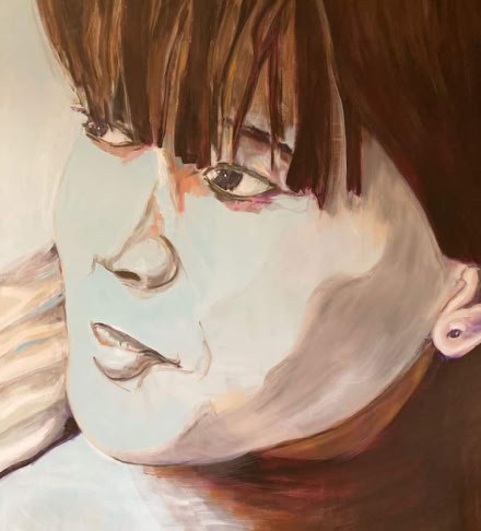 Een bijzonder Indisch meisje. acryl op doek 120x150cm Jan Thie 01/22